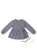 Navy Gingham Wrap Blouse