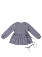 Navy Gingham Wrap Blouse