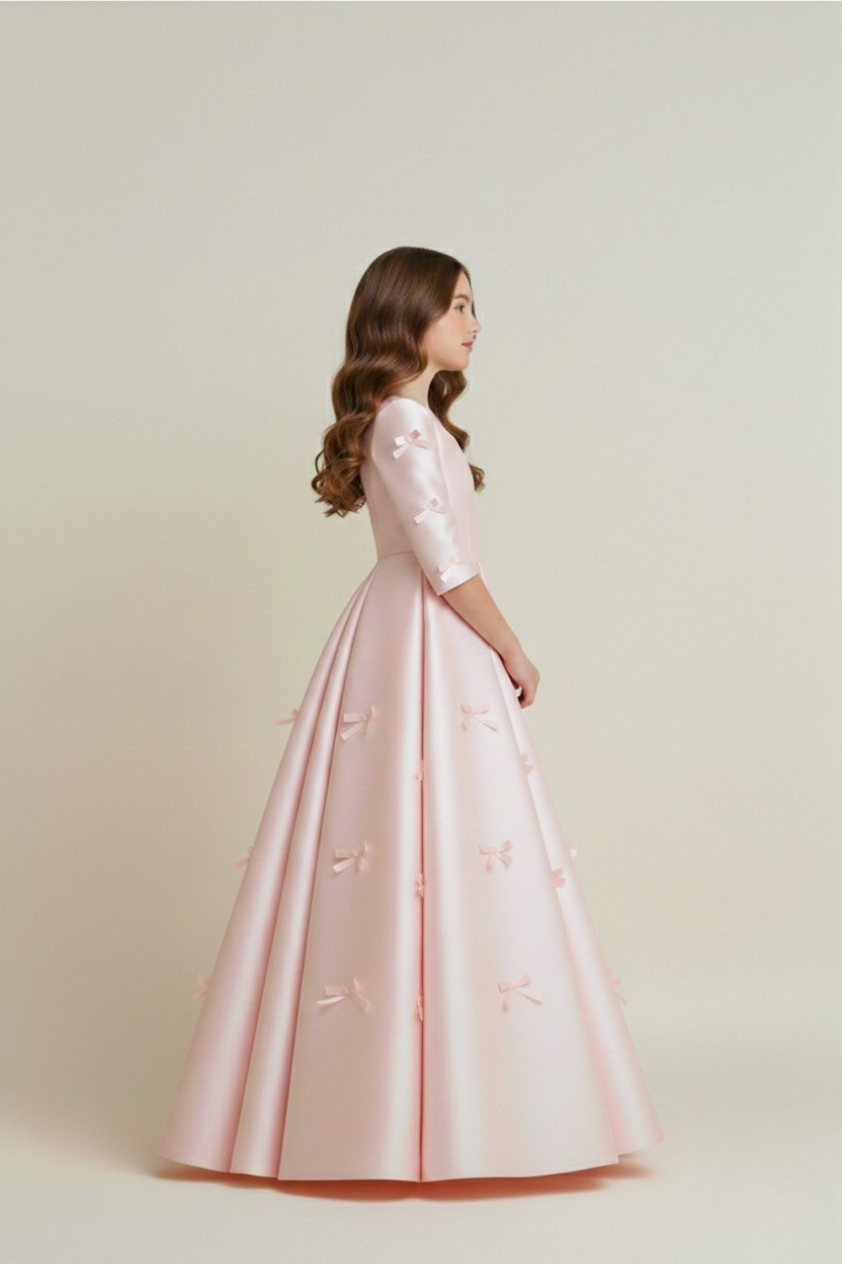 Reverie Blush | Girls Bow Dress