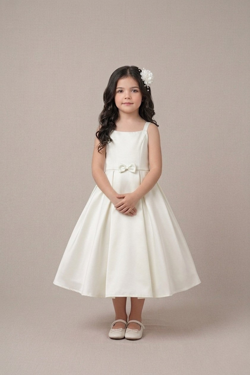 A-Line Bow Strap Dress - White