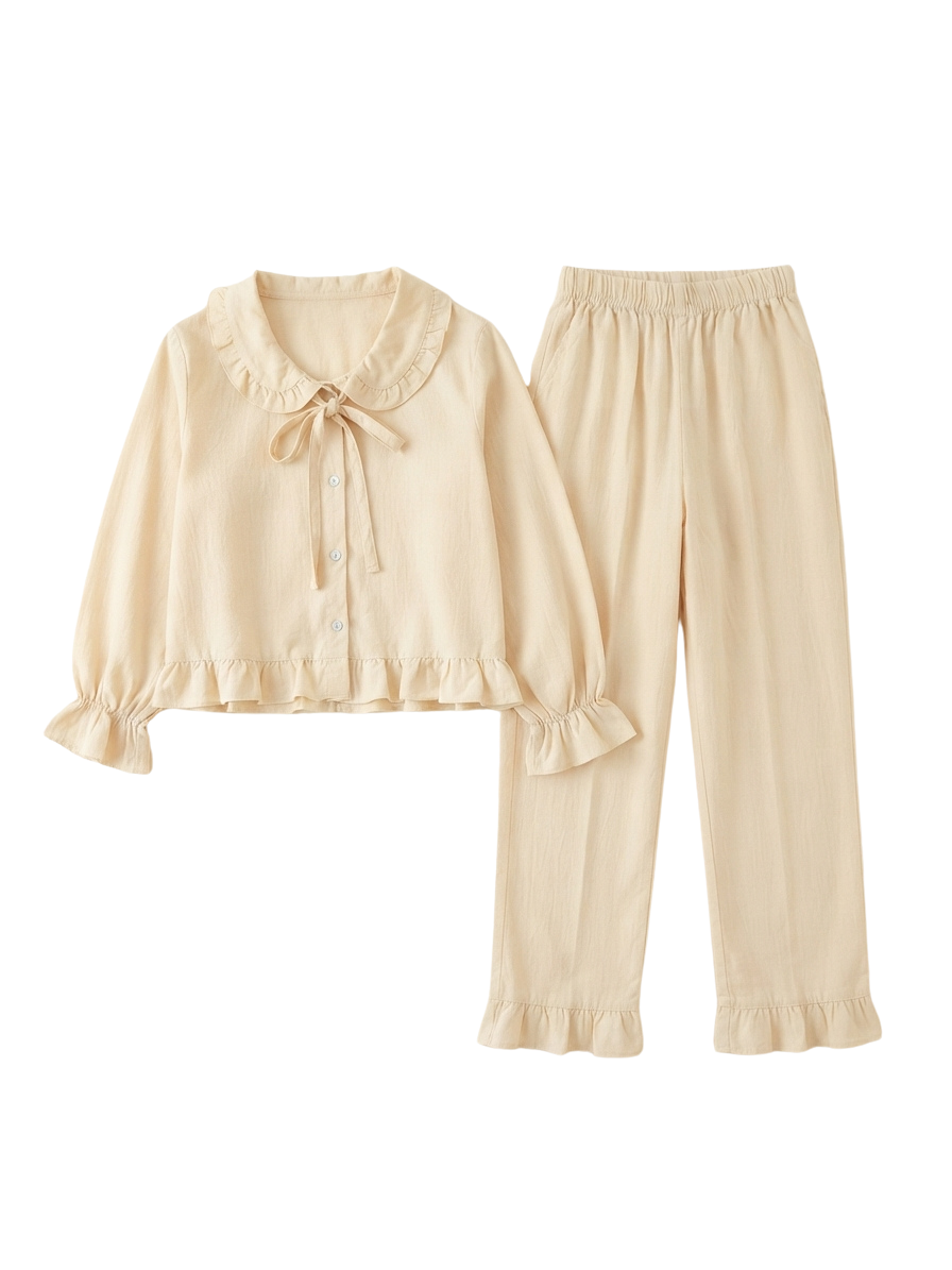 Cream Ruffle Co-ord Set
