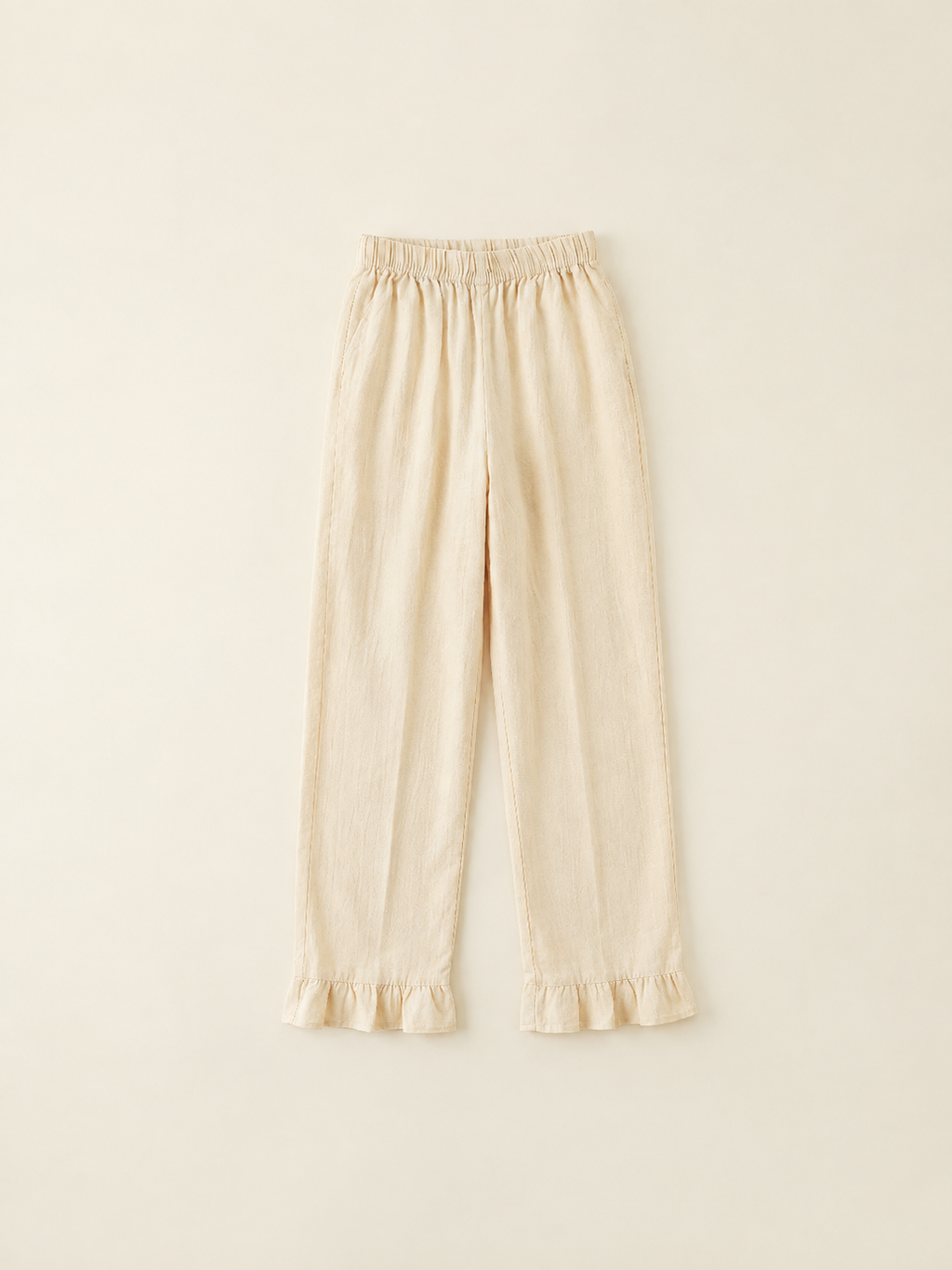 Cream Ruffle Pants