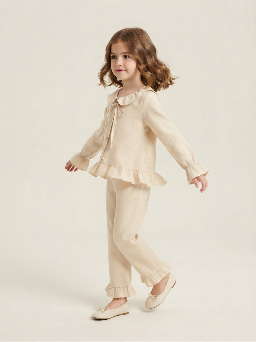 Cream Ruffle Co-ord Set