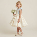 Flared Satin Bow Strap Dress - Sky Blue