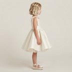 Flared Satin Bow Strap Dress - Blush Pink