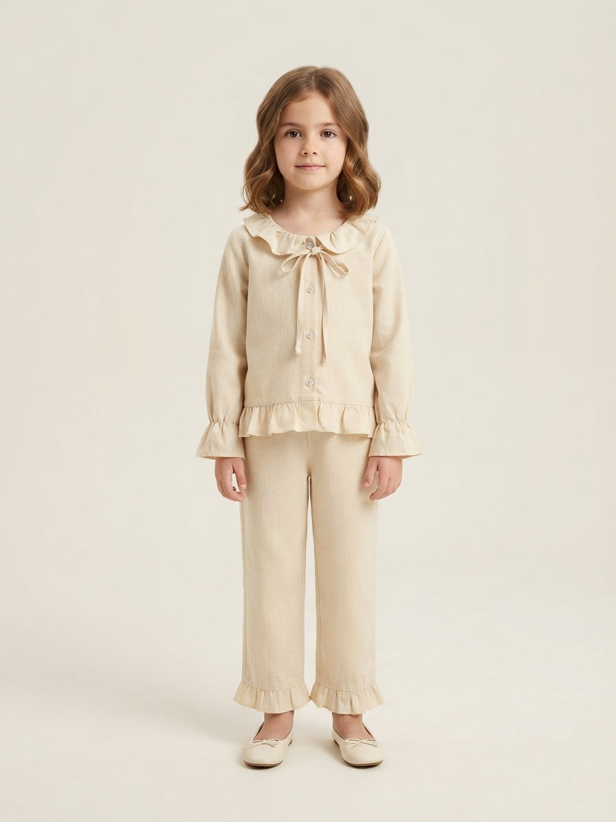 Cream Ruffle Pants