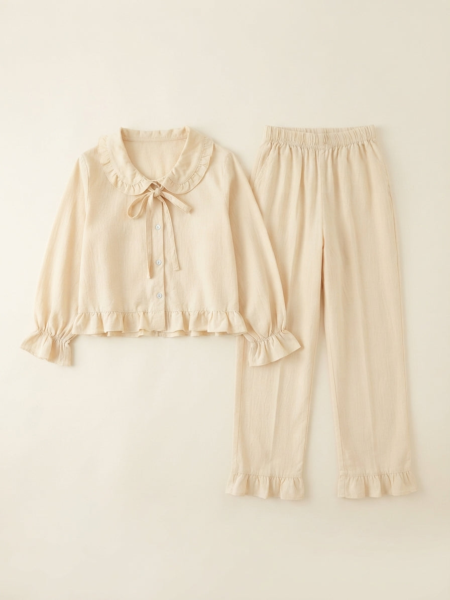 Cream Ruffle Co-ord Set