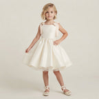 Flared Satin Bow Strap Dress - Blush Pink