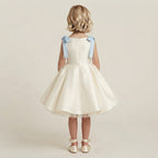 Flared Satin Bow Strap Dress - Sky Blue