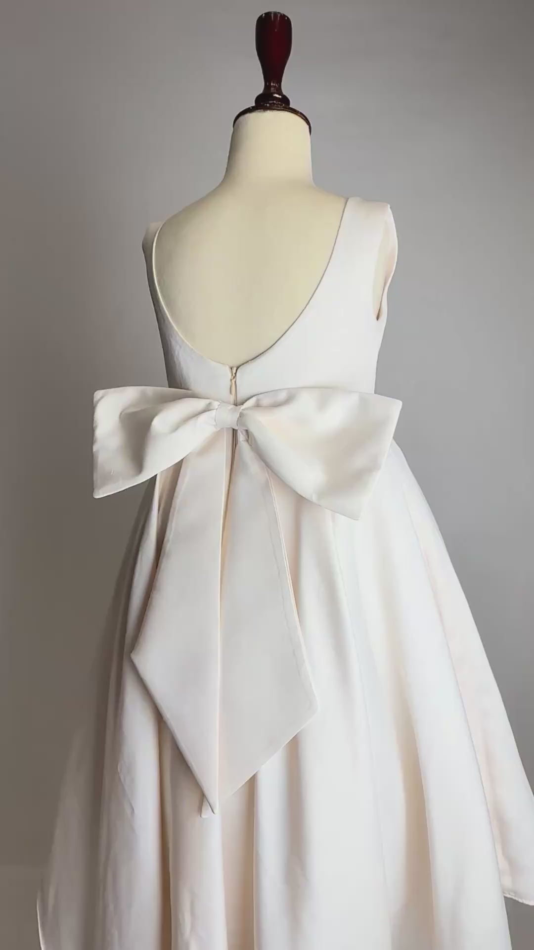 A-Line Bow Satin Dress - Blush Pink